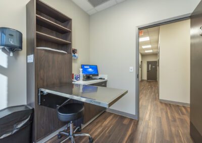 A small office featuring a desk